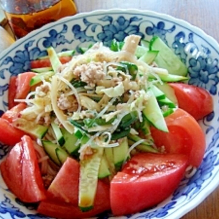 春巻きの残りの具で冷やし素麺